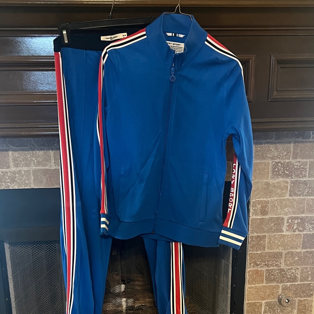 Tory Sport Blue Track Suit with Red and White Stripes